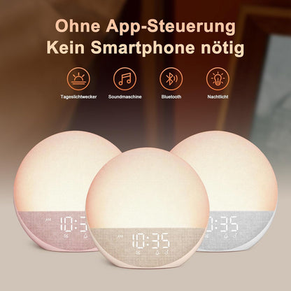 Hiromeco Tageslichtwecker Sonnenaufgang White Noise Machine,RGB,25 Naturgeräuschen mit Timer
