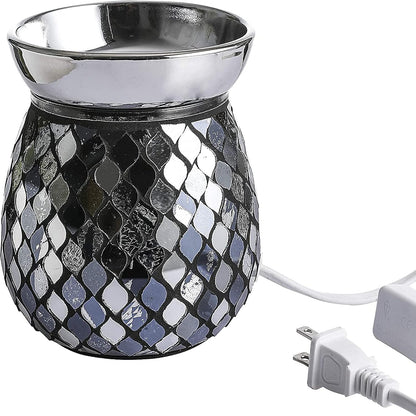 Whole Hausewares 12,5 X 14,5 cm Mosaik Glas Duftwärmer, (Schwarz/Silber)