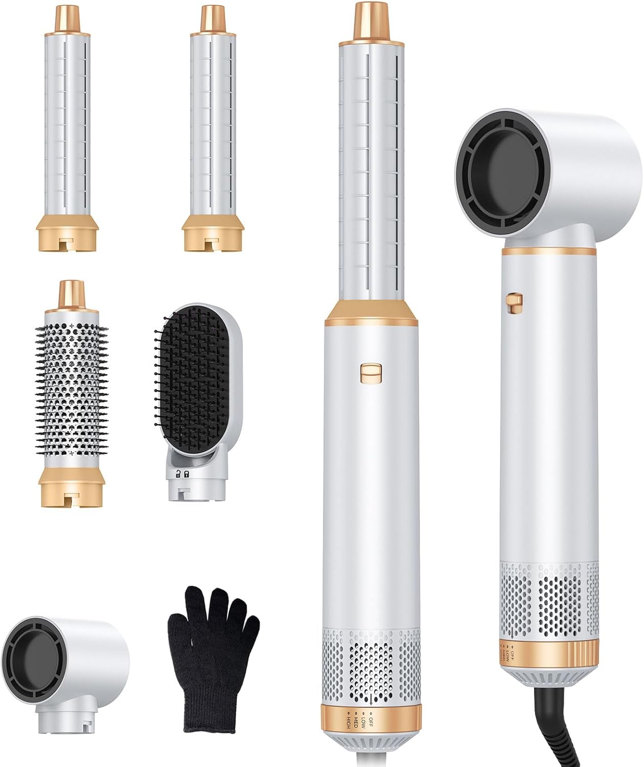 Haarstyler 5 in 1,1000W Haartrockner, Professioneller Hairstyler Föhn, 30 mm Lockenstab