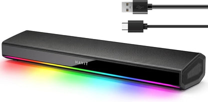 Havit Computer-Lautsprecher für Desktop-PC, Bluetooth 5.3 PC-Soundbar LED-Licht