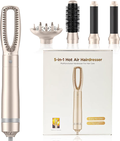 Hair Styler 5 in 1 Profi Haartrockner 1000 W, Luft-Lockenstab mit Negativ-Ionen-Technologie