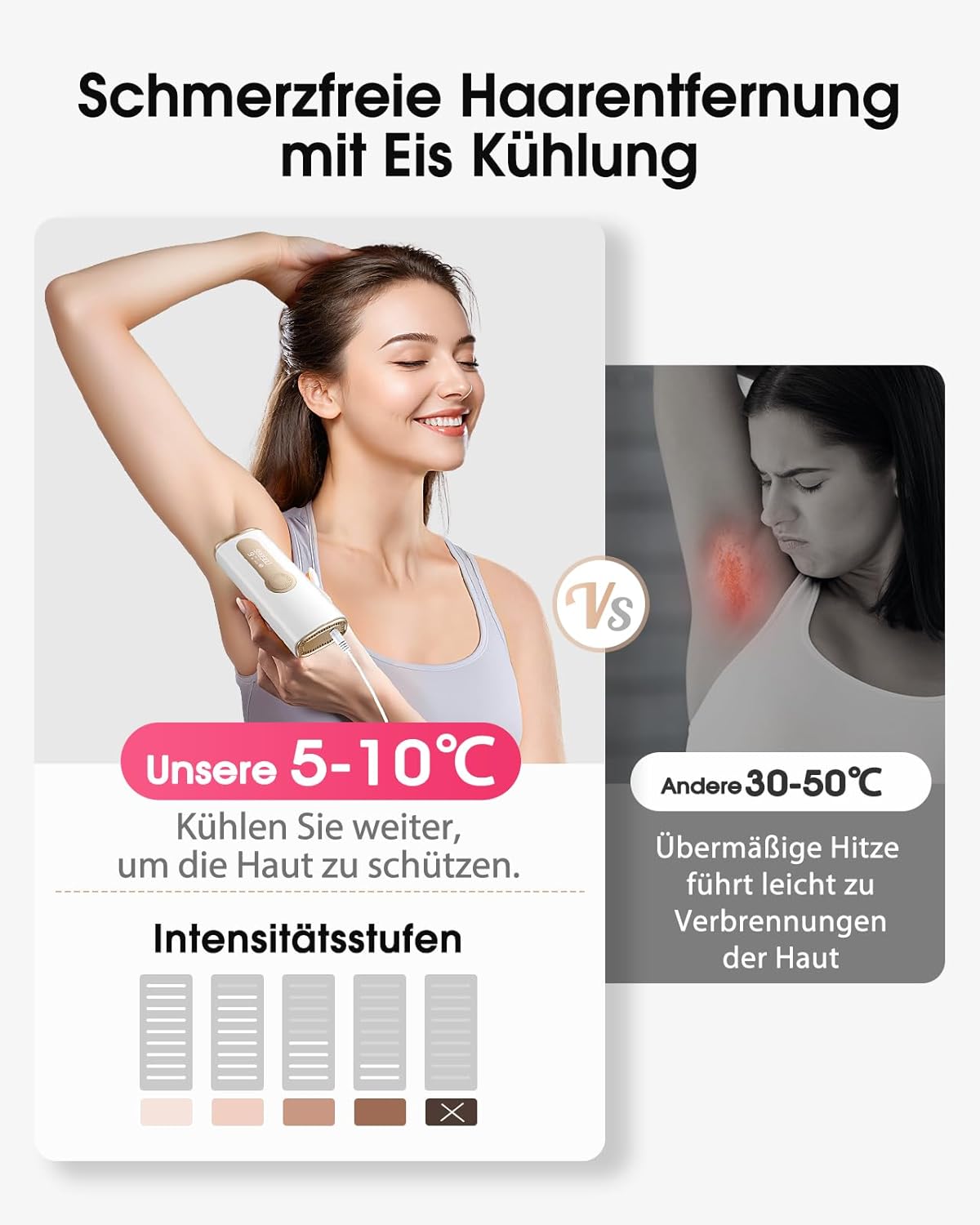 Haarlosy IPL Geräte Haarentfernung mit Gefrierfunktion mit 9 Energiestufen,3 Funktionen
