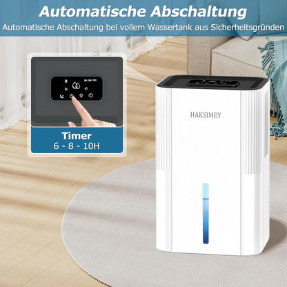 HAKSIMEY Luftentfeuchter elektrisch 2800ML,Tragbar Dehumidifier mit Abtauen & Timer