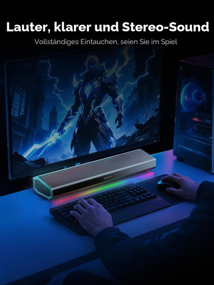 Havit Computer-Lautsprecher für Desktop-PC, Bluetooth 5.3 PC-Soundbar LED-Licht