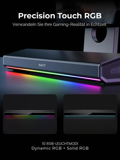 Havit Computer-Lautsprecher für Desktop-PC, Bluetooth 5.3 PC-Soundbar LED-Licht