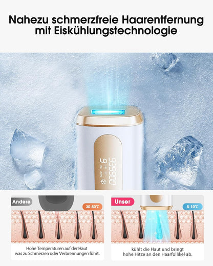 Haarlosy IPL Geräte Haarentfernung mit Gefrierfunktion mit 9 Energiestufen,3 Funktionen