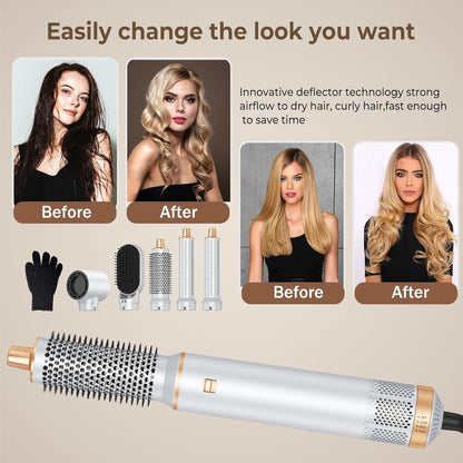 Haarstyler 5 in 1,1000W Haartrockner, Professioneller Hairstyler Föhn, 30 mm Lockenstab