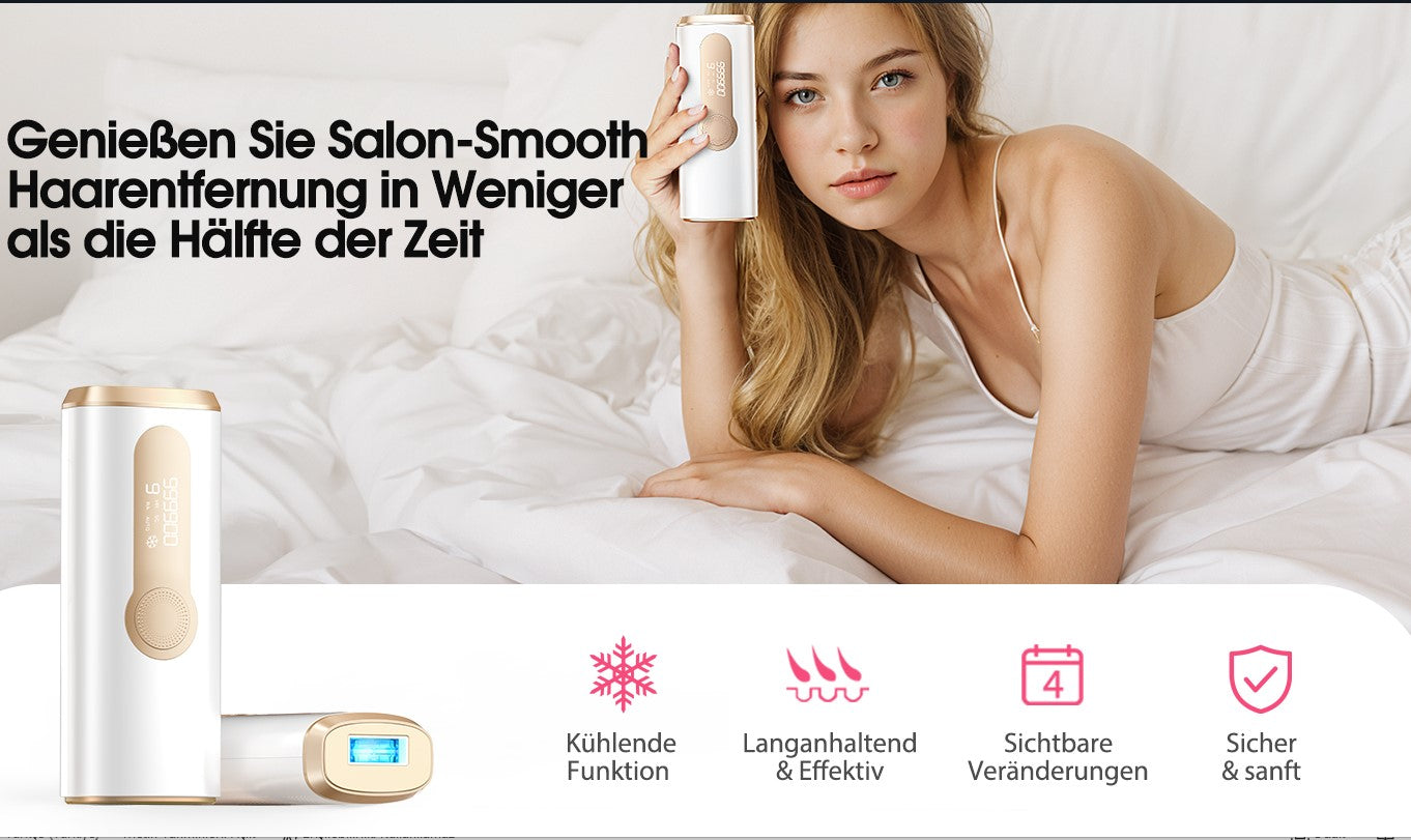 Haarlosy IPL Geräte Haarentfernung mit Gefrierfunktion mit 9 Energiestufen,3 Funktionen