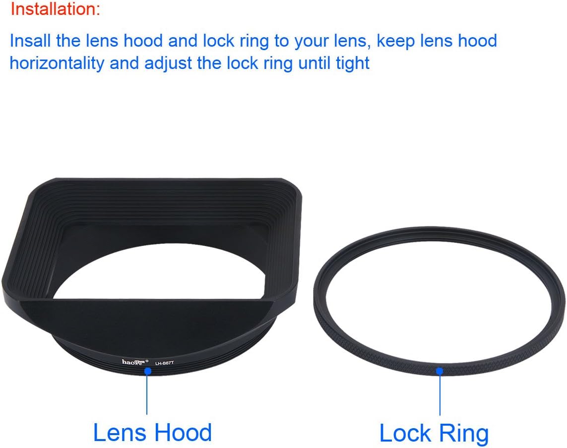Haoge LH-B67T 67mm Quadratisch Rechteckig Gegenlichtblende mit Schraubdeckel für 67mm Canon Nikon