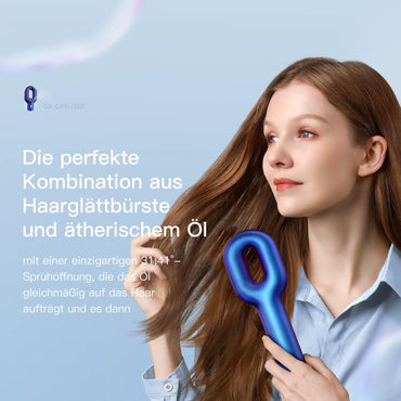 GX·Diffuser Hair Glätter Bürste, Brosse à cheveux électrique avec brosse à cheveux à l'huile avec technologie capillaire Tragbar Glättbürste pour Nasses et Trockenes Haar