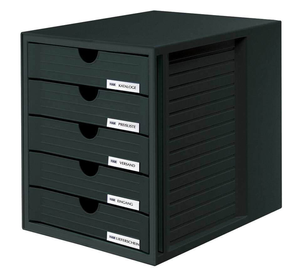 HAN Schubladenbox System-Box DIN C4 avec 5 Schubladen noir
