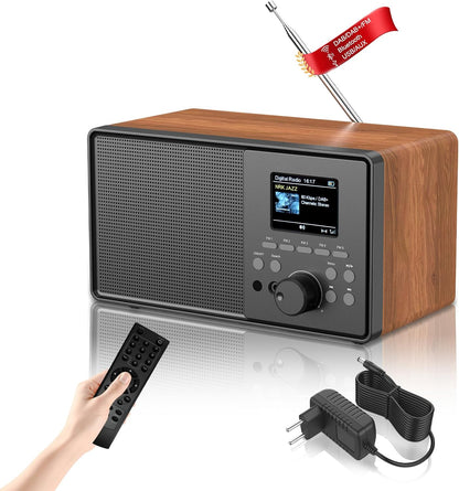 HABOWN  DAB+/DAB Retro Radio mit Bluetooth 5.0 & Fernbedienung, Nostalgie-Design mit 2,4 Farbdisplay,
