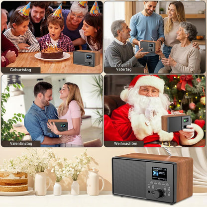 HABOWN  DAB+/DAB Retro Radio mit Bluetooth 5.0 & Fernbedienung, Nostalgie-Design mit 2,4 Farbdisplay,