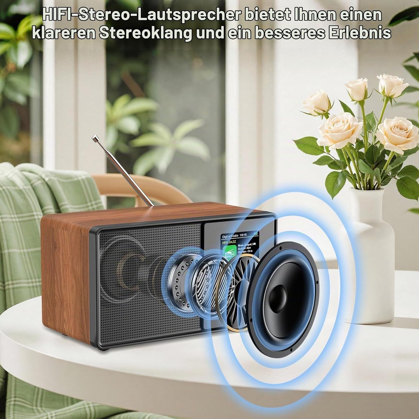 HABOWN  DAB+/DAB Retro Radio mit Bluetooth 5.0 & Fernbedienung, Nostalgie-Design mit 2,4 Farbdisplay,