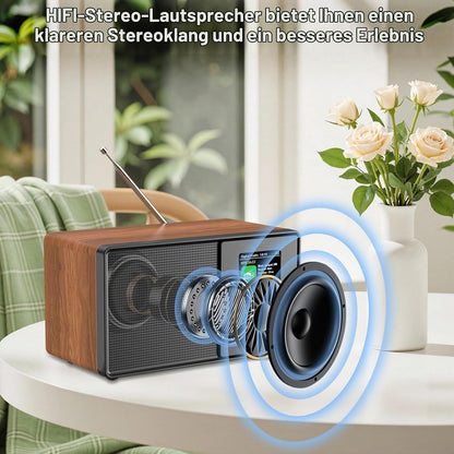 HABOWN  DAB+/DAB Retro Radio mit Bluetooth 5.0 & Fernbedienung, Nostalgie-Design mit 2,4 Farbdisplay,