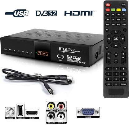 Hd-line 20500 Digitaler Satelliten HD Receiver (DVB-S/DVB-S2, HDMI, AV, 2X USB 2.0,