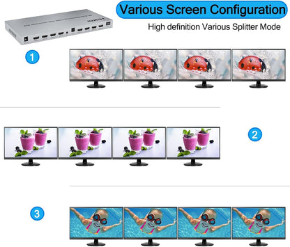 4x4 Audio Matrix Switch/Splitter, 4k Video Wall Controller, 4 HDMI..