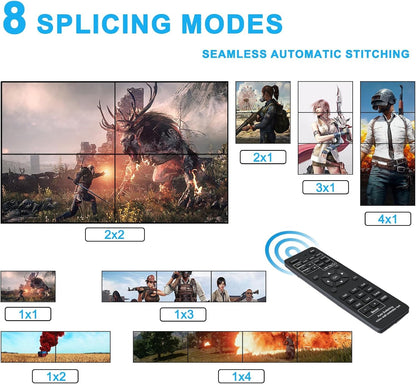 4x4 Audio Matrix Switch/Splitter, 4k Video Wall Controller, 4 HDMI..