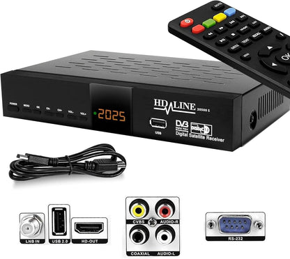 Hd-line 20500 Digitaler Satelliten HD Receiver (DVB-S/DVB-S2, HDMI, AV, 2X USB 2.0,