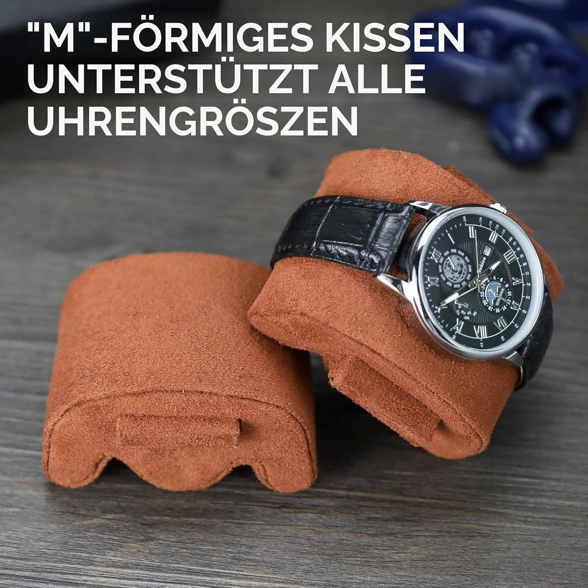 HELMDY Uhrenrolle 3 Uhren, Uhrenbox Tragbare 3 Uhren für Herren (Schwarz/Braun) 