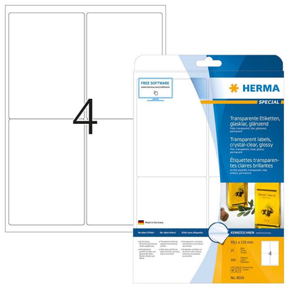 100 étiquettes HERMA 8019 99,1 x 139,0 mm transparentes