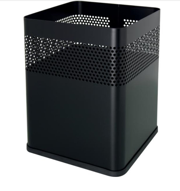 HELIT H2515995 Corbeille à papier en acier 18 litres, noir