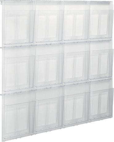 helit Wanddisplay PLACATIV 12 Fächer DIN A4 hoch Klarglas 