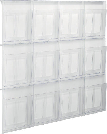 helit Wanddisplay PLACATIV 12 Fächer DIN A4 hoch Klarglas 