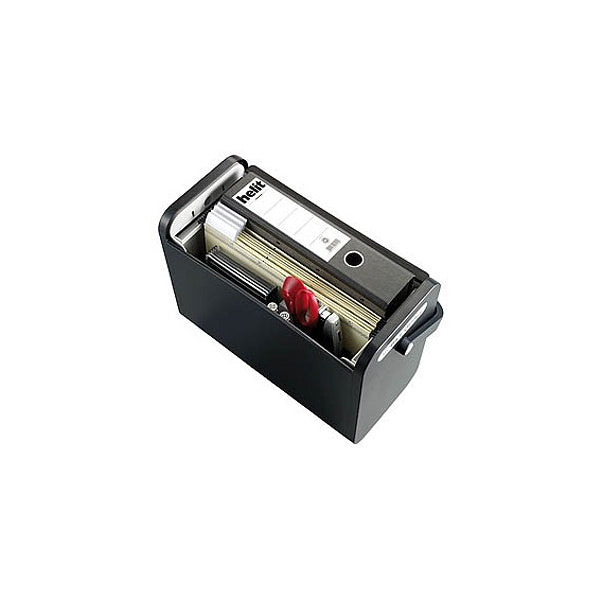 HELİT Boîte à dossiers suspendus H61101 noir jusqu'à 25 dossiers en cuir empilables