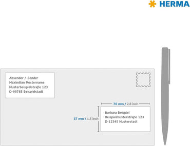 2x600 HERMA 4390 Adressetiketten Etiketten,  weiß 70,0 x 37,0 mm(1200 stück)