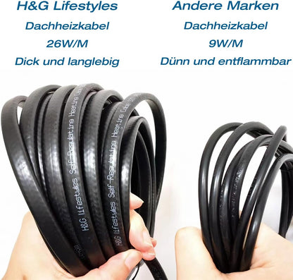 H&G Lifestyles 15M Elektrische Heizband für Dach Schnee Enteisungs 8W/ft