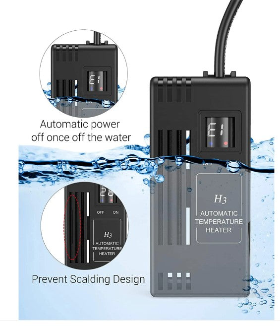 H3 ECO Unterwasser-Aquarienheizung 150 W, Aquarienheizung mit externem Digitalregler, 110–150 l