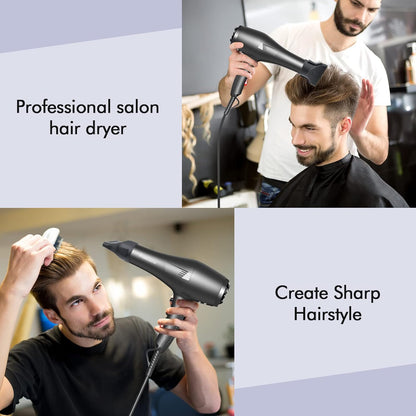 Sèche-cheveux HappyGoo Ion 2400W, sèche-cheveux avec 2 Geschwindigkeiten 3 Wärmeeinstellungen Schwarz