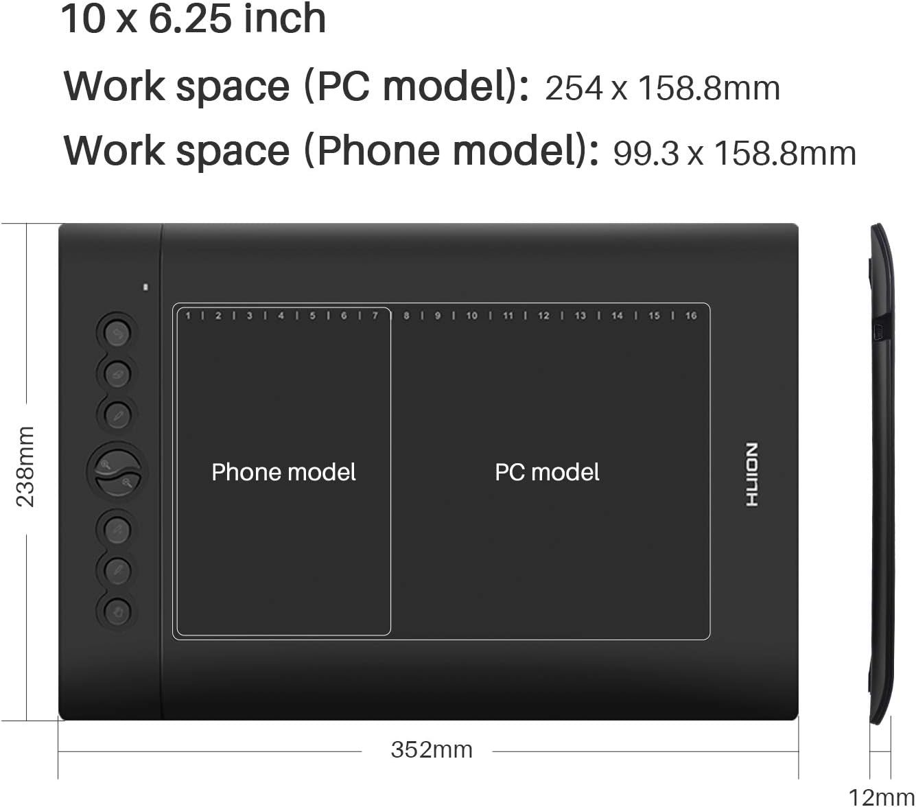 HUION H610 Pro V2 Stifttablett 10 x 6,25 Zoll Grafiktablett avec Neigungsfunktion et Batterieloser Stift, compatible avec Chromebook, Android, Windows &amp; Mac, pour Fernunterricht &amp; Home-Office
