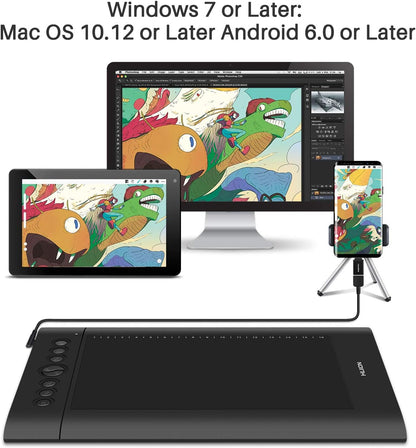 HUION H610 Pro V2 Stifttablett 10 x 6,25 Zoll Grafiktablett avec Neigungsfunktion et Batterieloser Stift, compatible avec Chromebook, Android, Windows &amp; Mac, pour Fernunterricht &amp; Home-Office