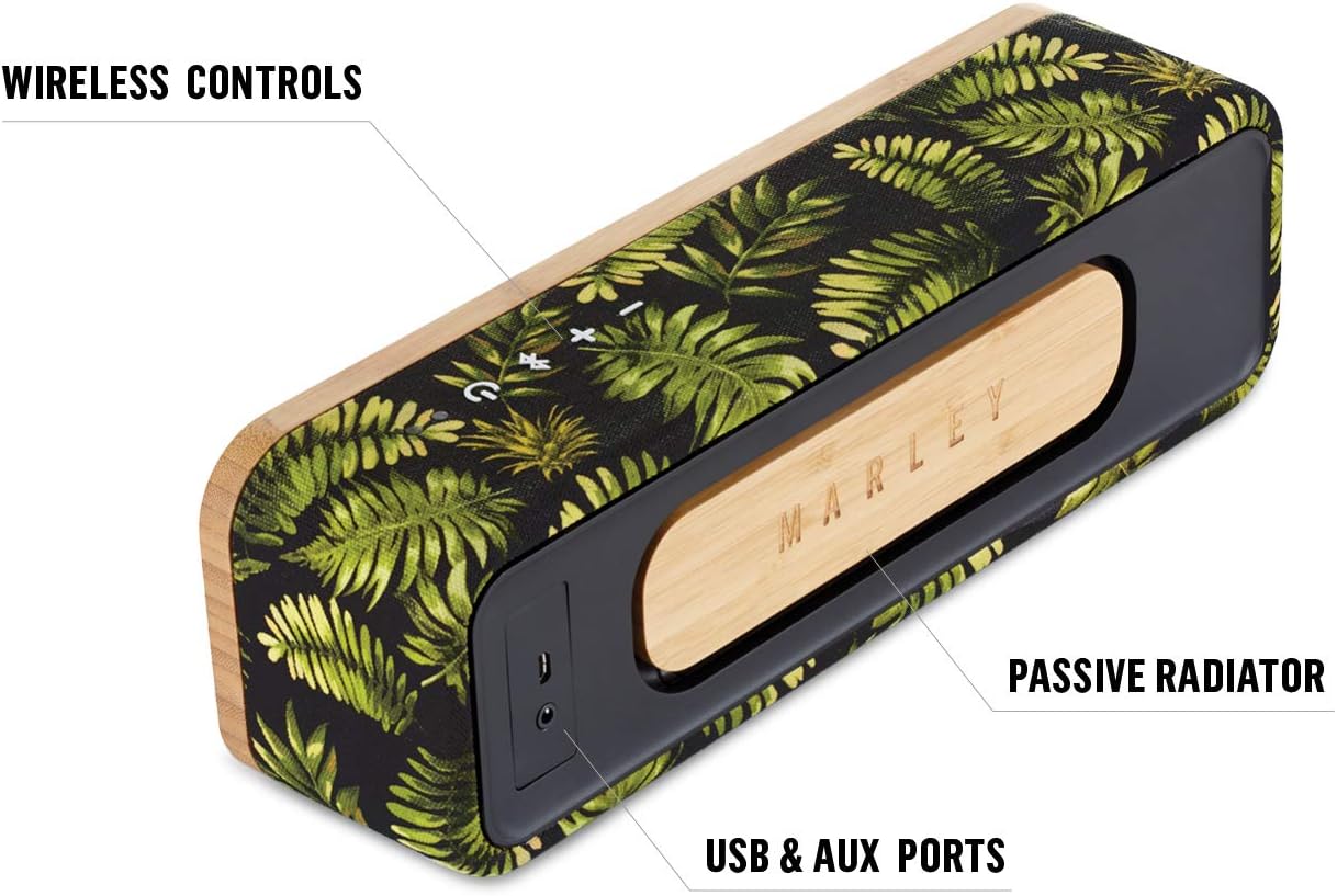 House of Marley Get Together Mini - Boîtier Bluetooth réglable, caisson de basses 2,5'' et haut-parleurs 1', 10 Std. Akkulaufzeit, Aux-In, Chargement via USB, Lautsprecher Palm