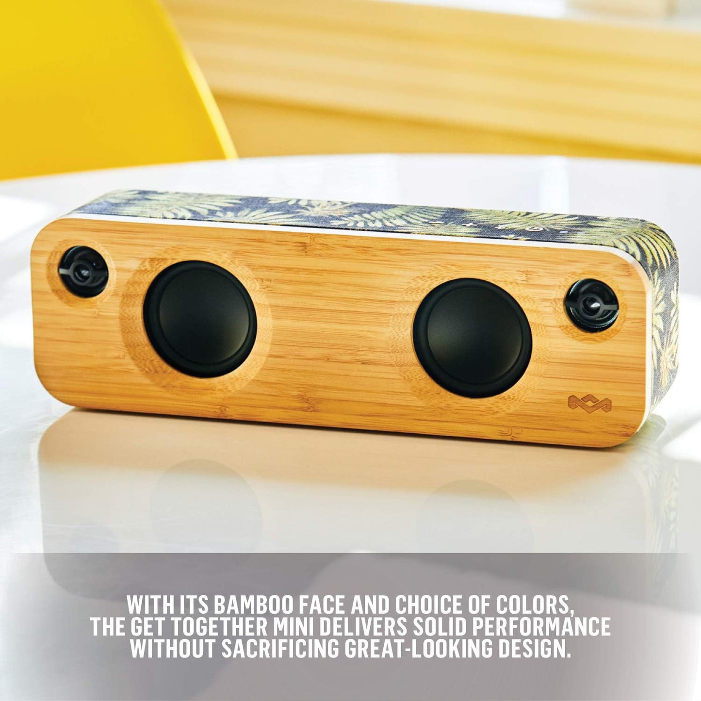 House of Marley Get Together Mini - Boîtier Bluetooth réglable, caisson de basses 2,5'' et haut-parleurs 1', 10 Std. Akkulaufzeit, Aux-In, Chargement via USB, Lautsprecher Palm