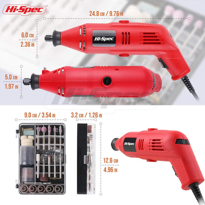Kit d'outils rotatifs Hi-Spec Power 130 W avec 121 forets compatibles Dremel pour le perçage, la découpe, la coupe et le ponçage dans les réparations de bricolage