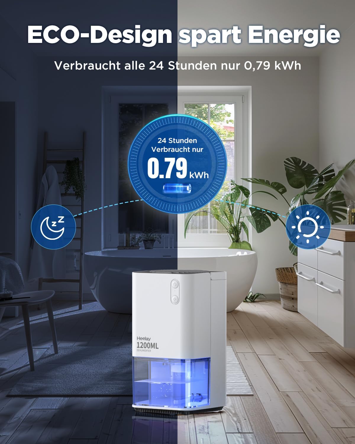 Heelay® Luftentfeuchter 1200ML,Dehumidifier Ultra Leise Auto Abschaltung
