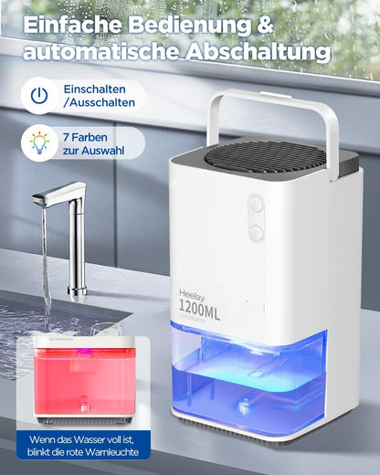 Heelay® Luftentfeuchter 1200ML,Dehumidifier Ultra Leise Auto Abschaltung
