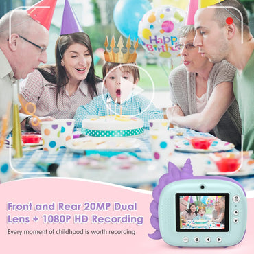 HiMont Kinderkamera Sofortbildkamera, Digitalkamera für Kinder mit Druckpapier & 32G TF Karte,