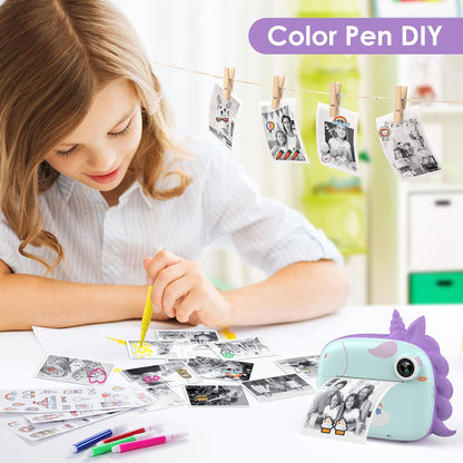 HiMont Kinderkamera Sofortbildkamera, Digitalkamera für Kinder mit Druckpapier & 32G TF Karte,