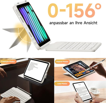 HOU Tastatur Hülle für iPad mini 7/6, QWERTZ, Ultradünne Klapptastatur, Magnetische