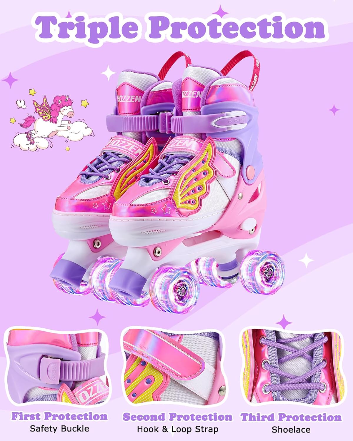 Hozzen Rollschuhe Mädchen Kinder S (Größe 38-41)