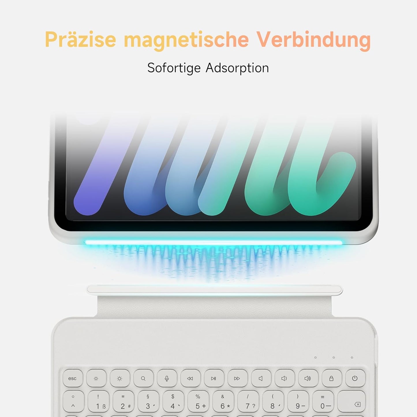 HOU Tastatur Hülle für iPad mini 7/6, QWERTZ, Ultradünne Klapptastatur, Magnetische