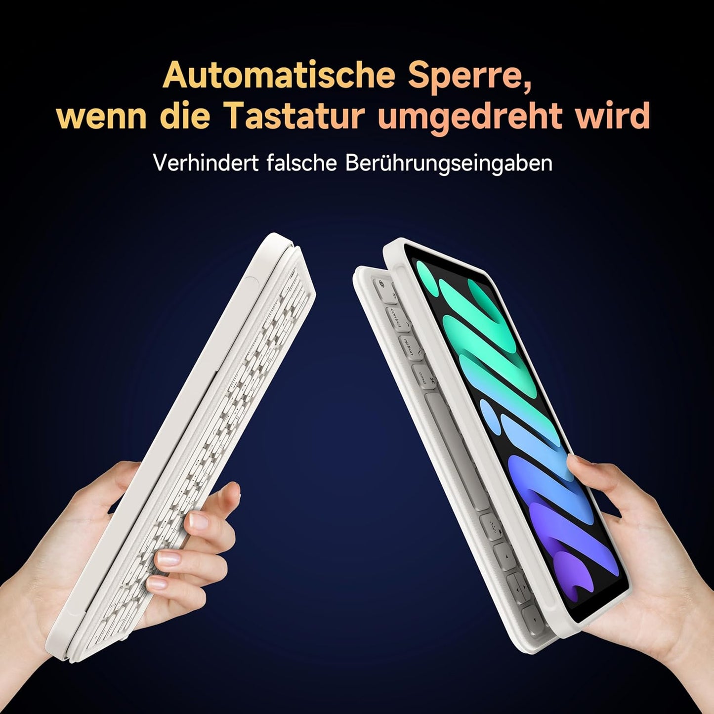 HOU Tastatur Hülle für iPad mini 7/6, QWERTZ, Ultradünne Klapptastatur, Magnetische