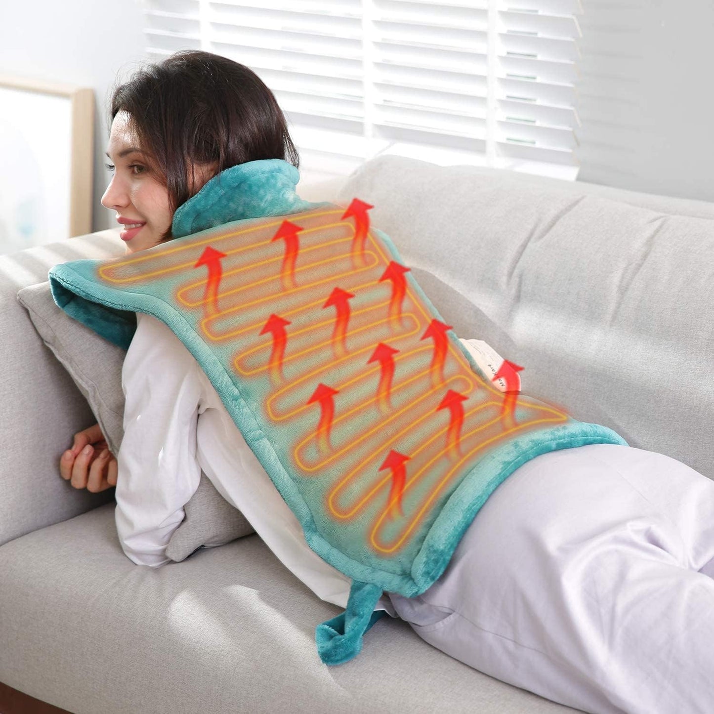 HOSOME Grand Heizkissen pour Rücken et Schultern, 60 x 90 cm Warm Wickel avec réchauffement plus rapide et 5 Heizstufen, Abschaltung erhältlich automatique – Vert