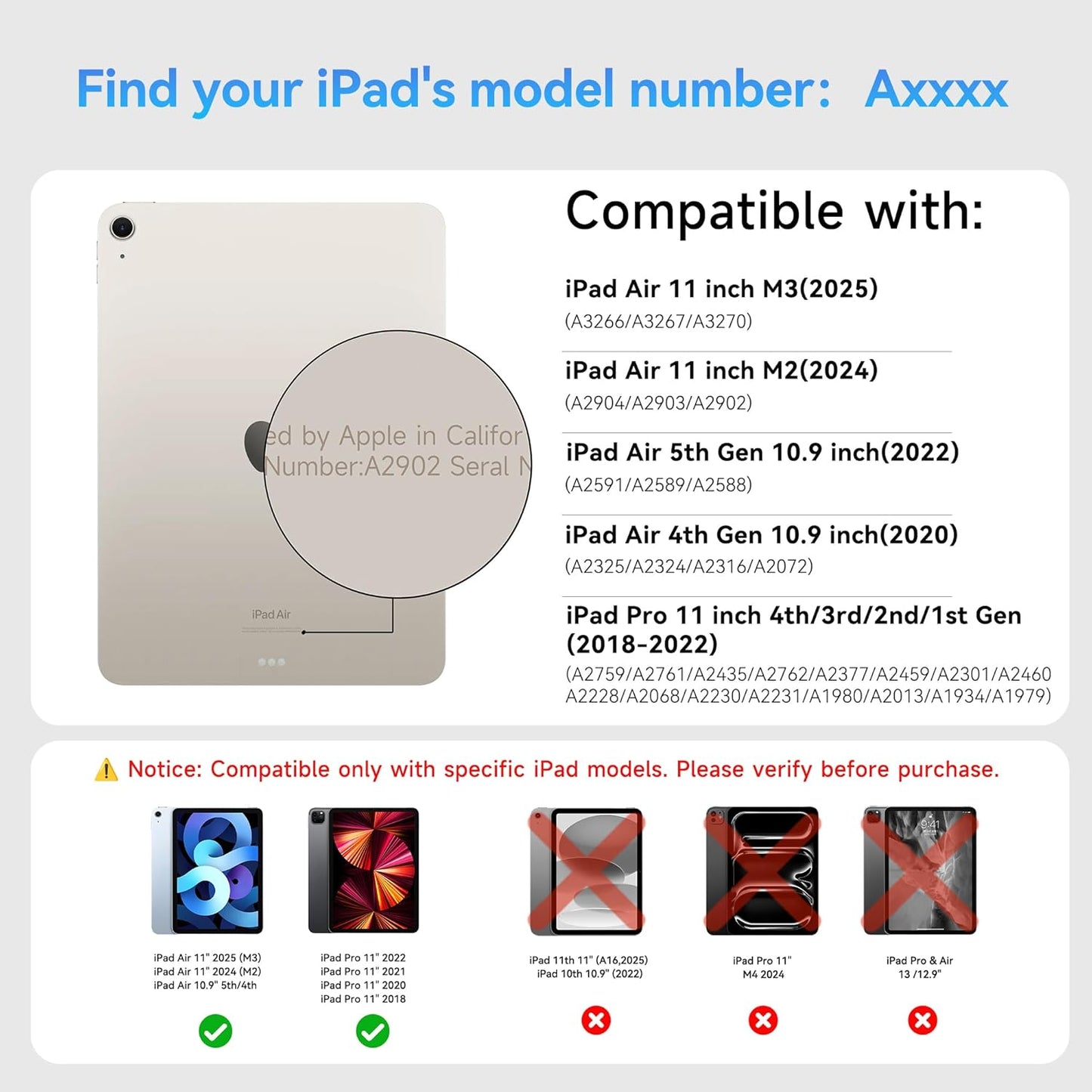 Étui Bluetooth HOU FY-11 pour Apple iPad Pro 11" Air 10,9" 4e et 5e génération