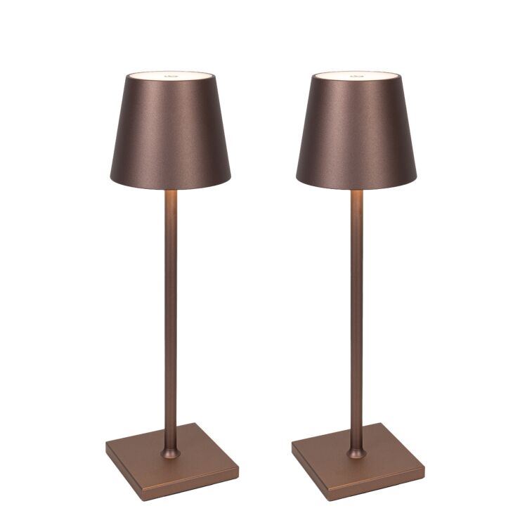 Howskys 2 pièces LED Akku lampe de table sans fil 3000k-6000k, 5200mAh USB-C batterie rechargeable lampe de table, IP54 Rostrot