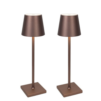 Howskys 2 pièces LED Akku lampe de table sans fil 3000k-6000k, 5200mAh USB-C batterie rechargeable lampe de table, IP54 Rostrot